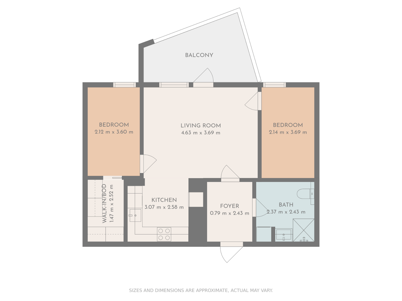 Professional 2D floor plan with room dimensions and precise measurements