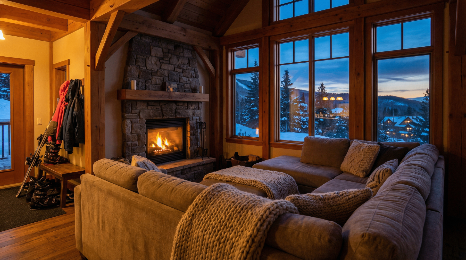 Cozy fireplace evening experience