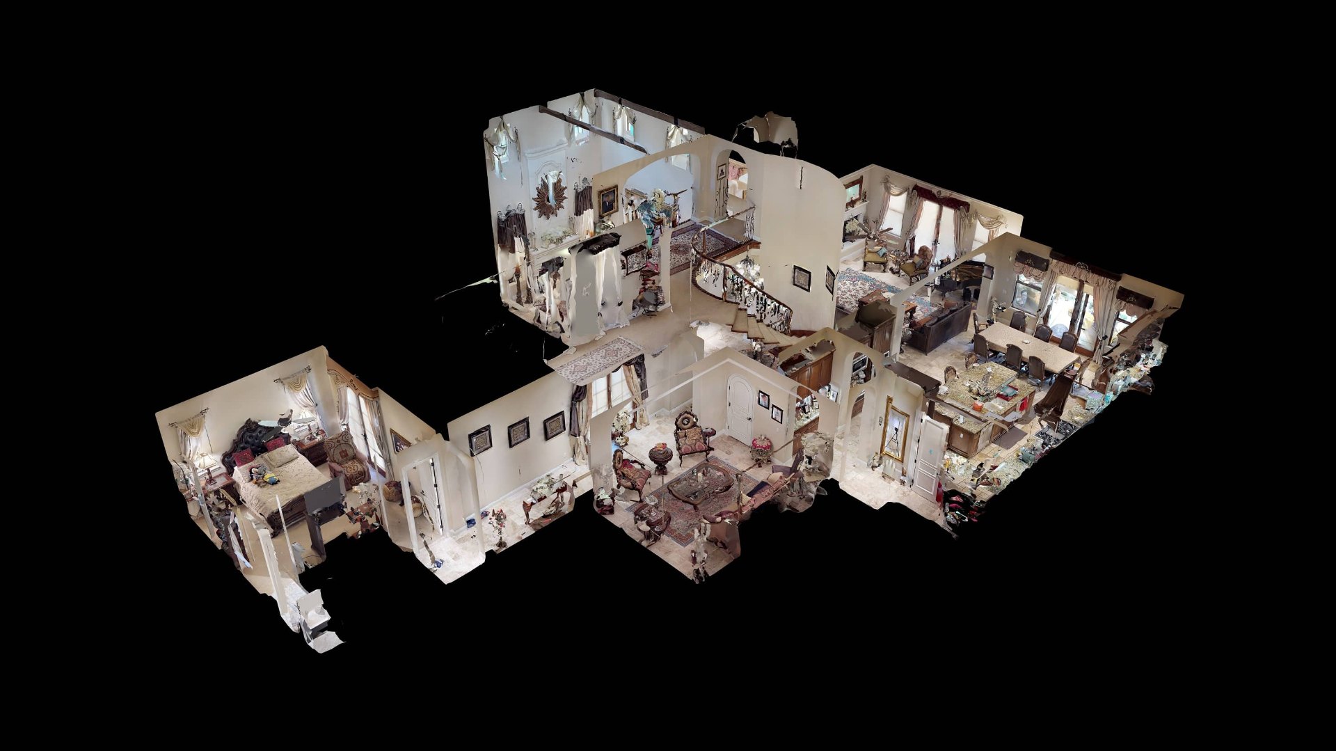Traditional home 3D dollhouse with detailed interior