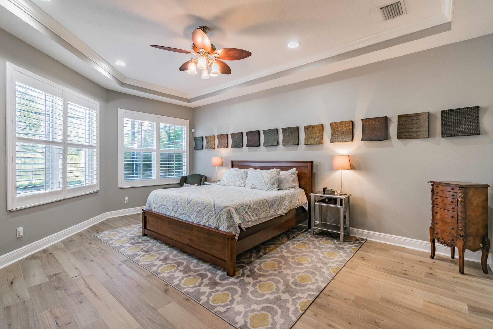 Master bedroom with designer wall art