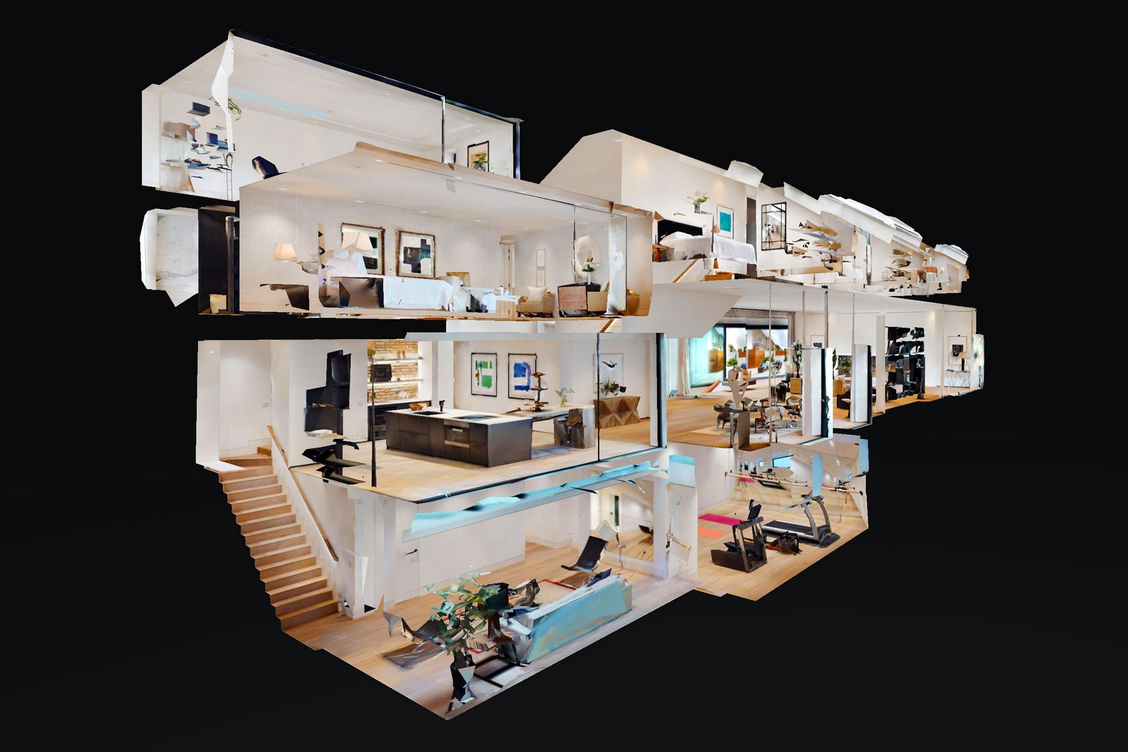 Luxury home cross-section with multi-floor view