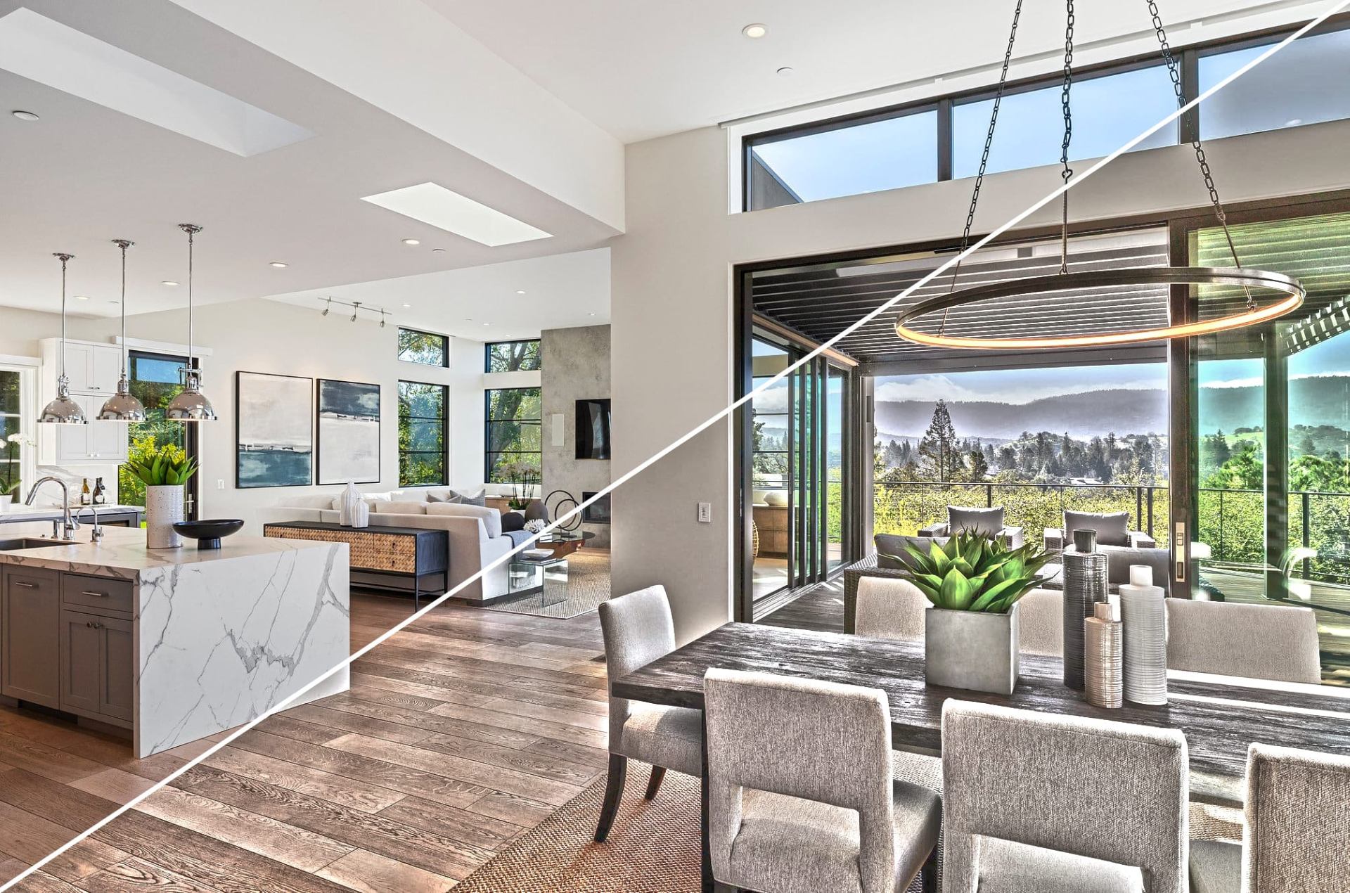 Open concept living with mountain view