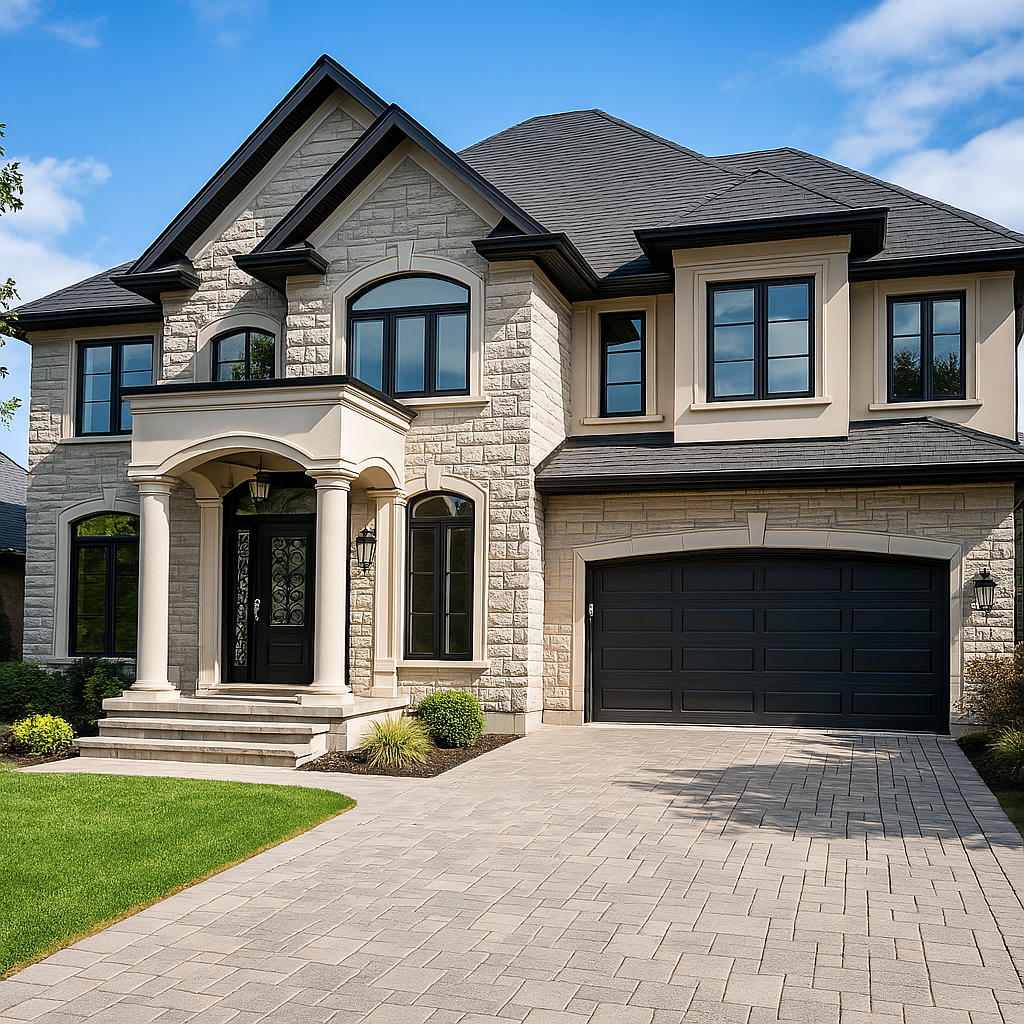 Luxury stone mansion with columns