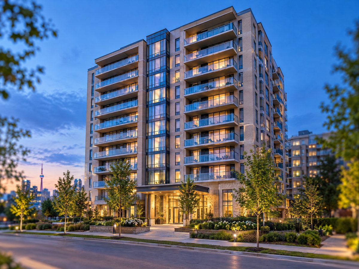 New condominium building at twilight