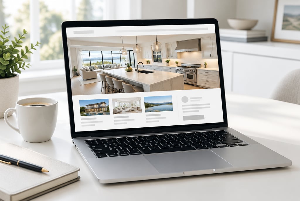 Agent website with a large kitchen listing photo on a laptop