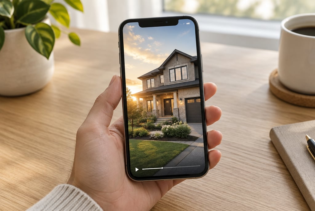 Vertical listing video ad of a two-storey home playing on a phone