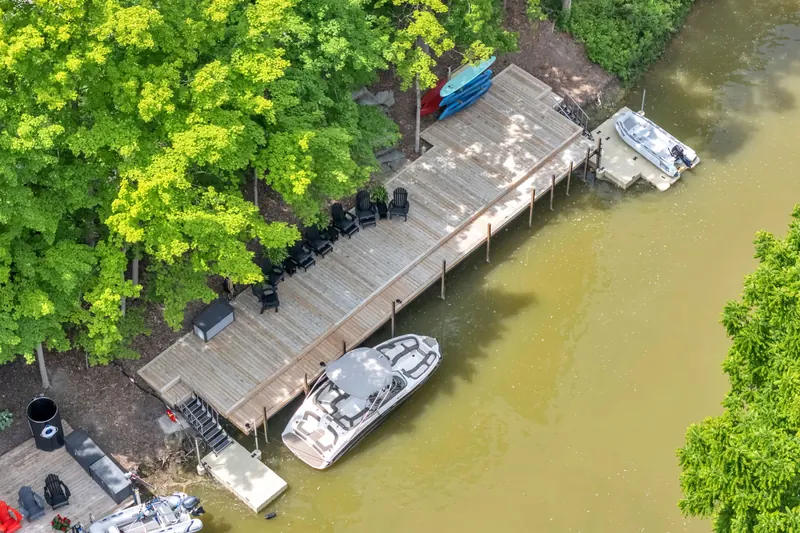 Aerial of a private boat dock — Grand Bend real estate photography by Estate Shutter