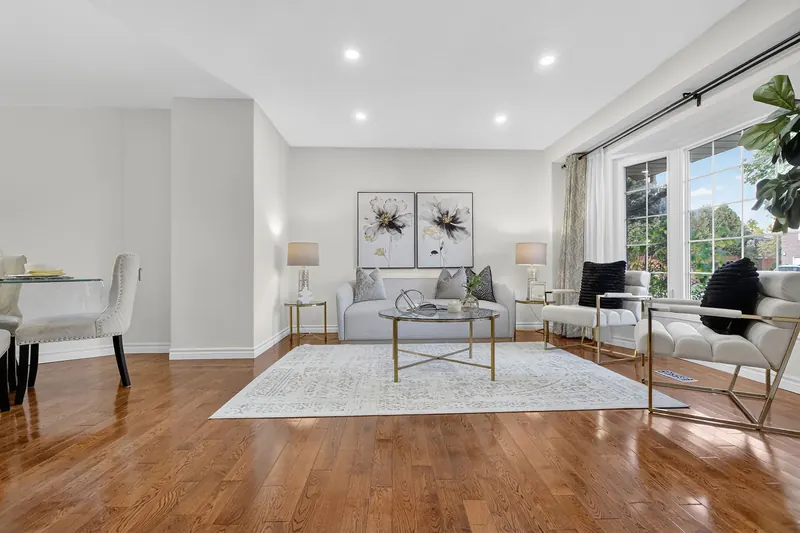 Virtually staged living room — Oakville real estate photography by Estate Shutter
