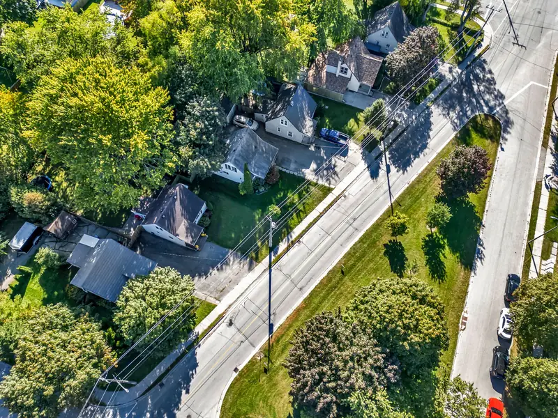 Stratford streets, lots and tree canopy — drone photo by Estate Shutter, Stratford, ON