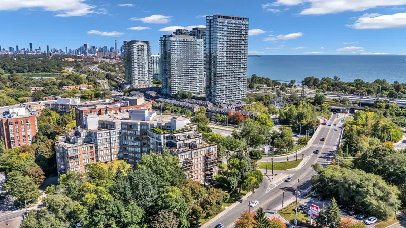 Condo towers beside Lake Ontario in Toronto — drone photo by Estate Shutter, Toronto, ON