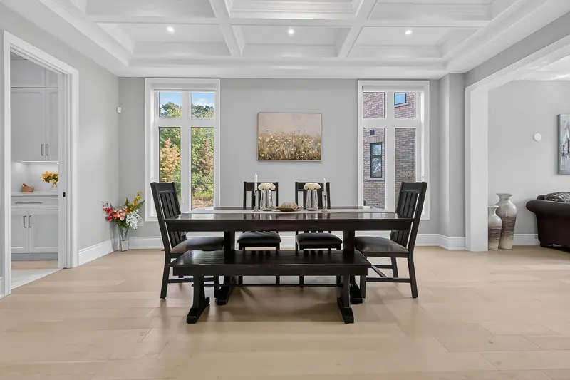 Coffered-ceiling dining room — Vaughan real estate photography by Estate Shutter