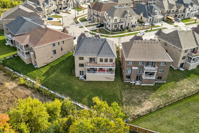 Aerial of a stone estate backing onto a ravine — Vaughan real estate photography by Estate Shutter