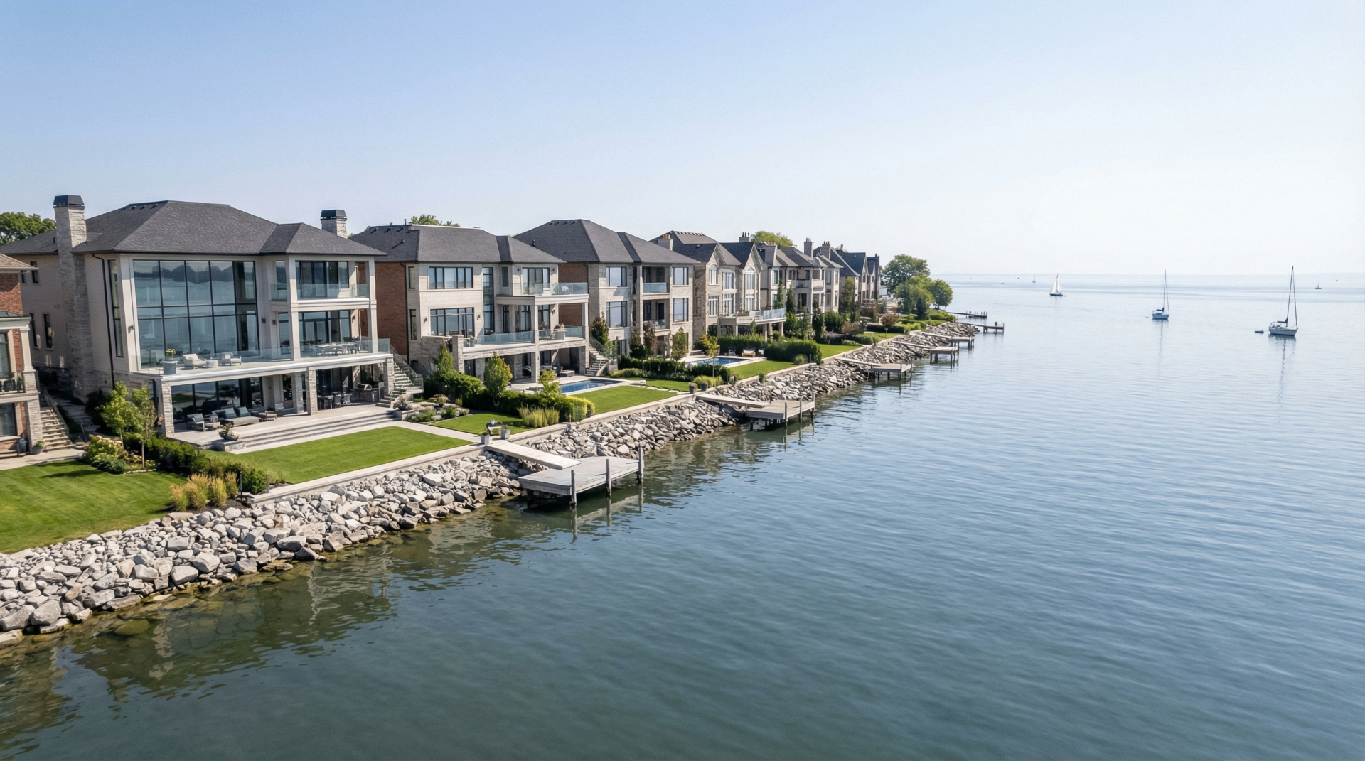 Oakville luxury waterfront homes drone real estate photography