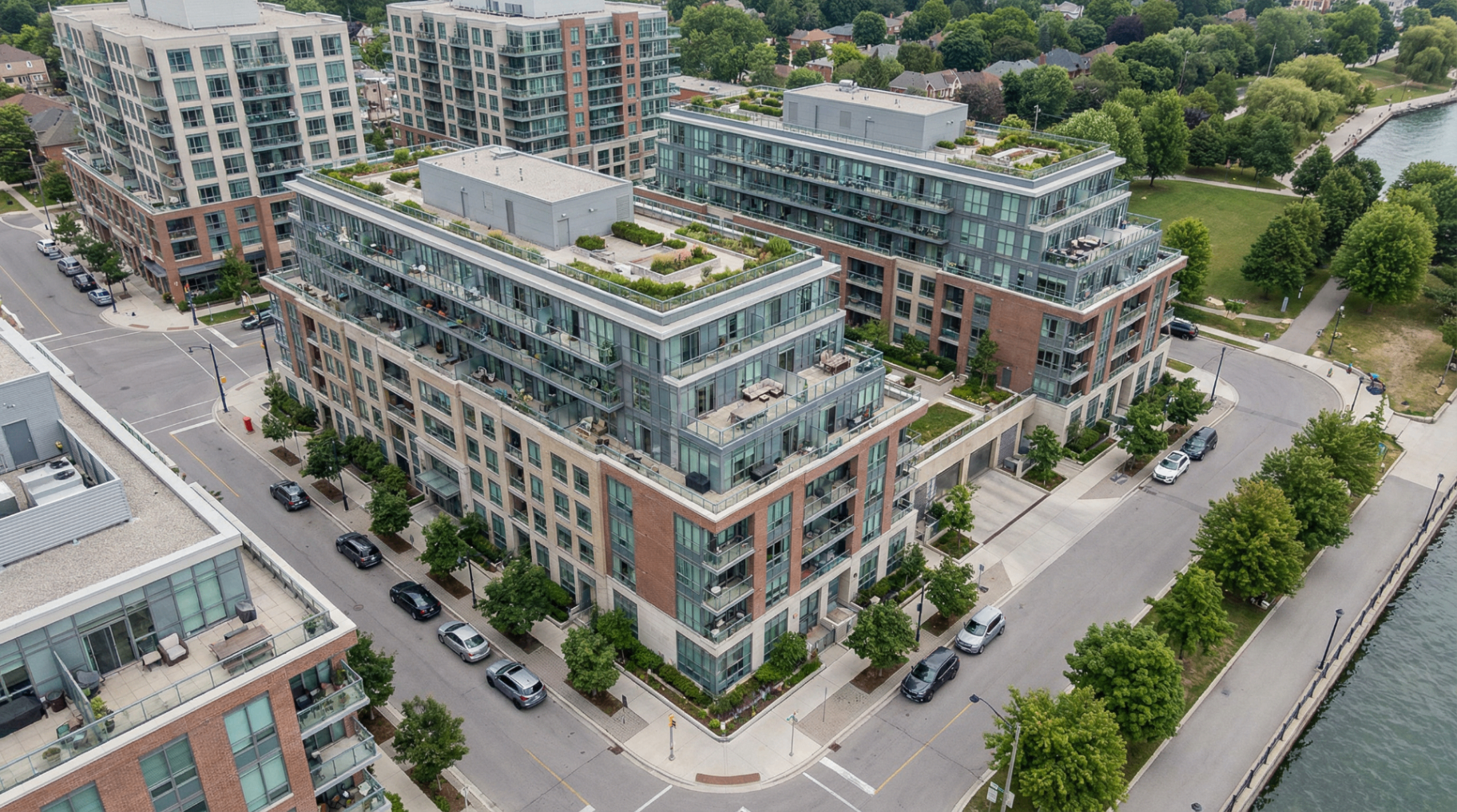 Port Credit Mississauga luxury condos drone real estate photography