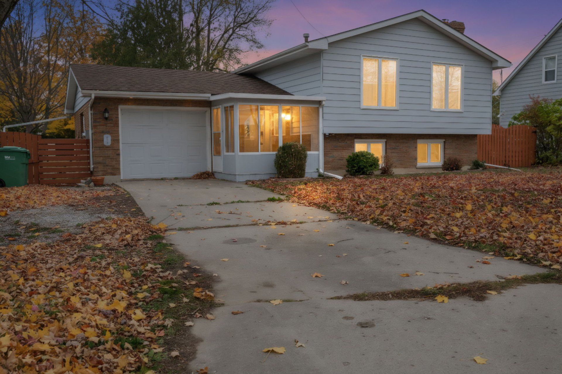 Twilight exterior front view