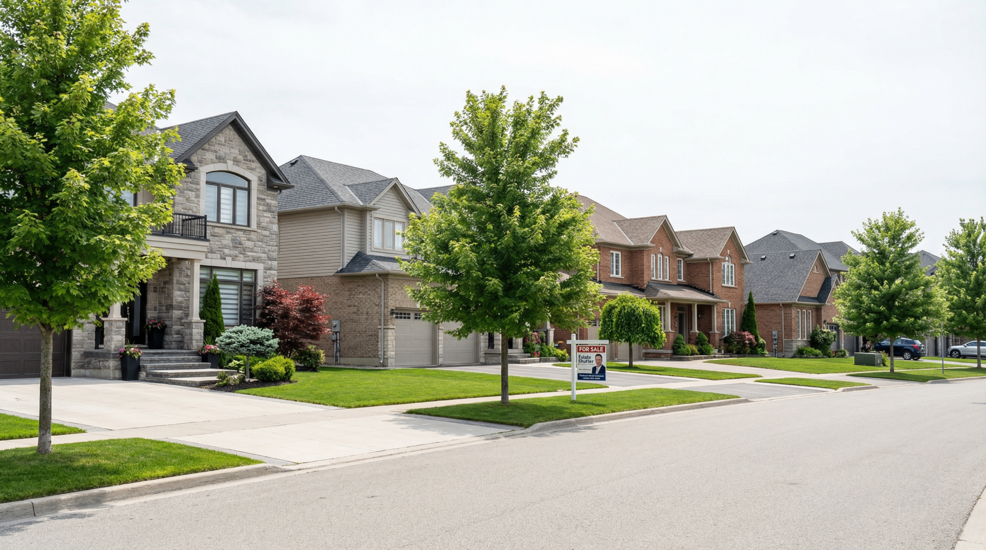 Detached homes residential real estate photography Bronte West Oakville - upscale neighborhood street view