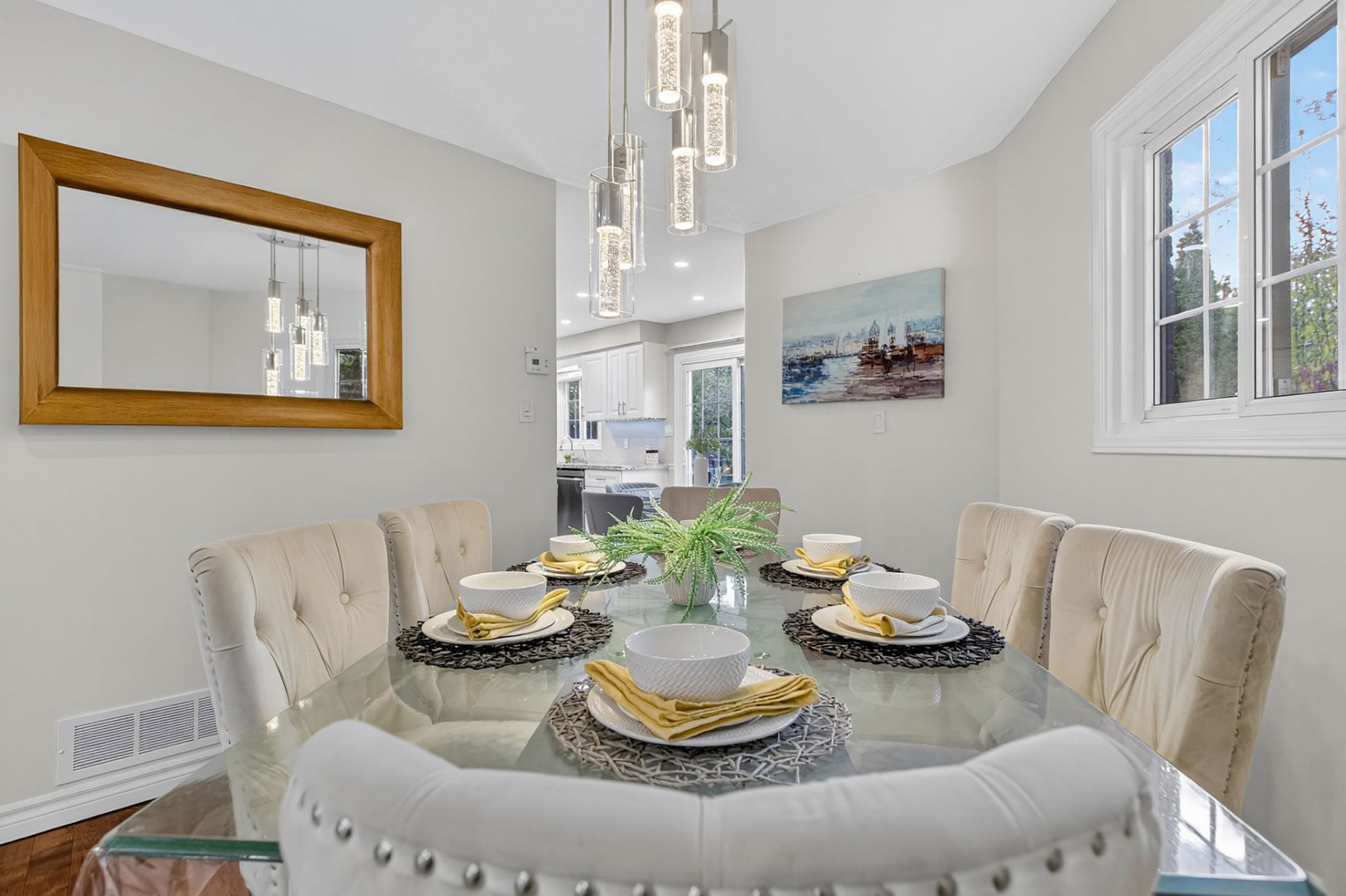 Formal dining room with chandelier