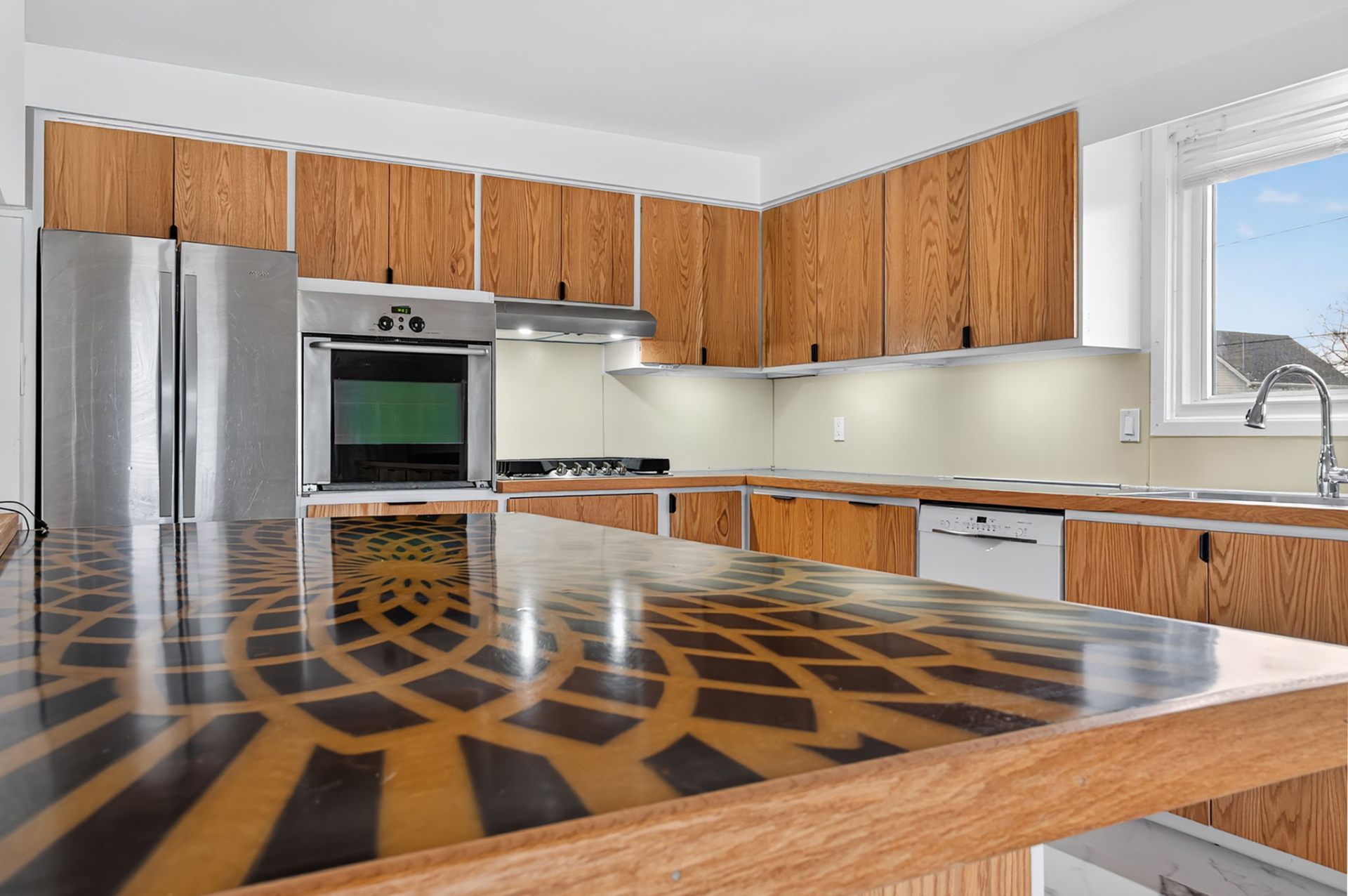 Modern kitchen with artistic countertops