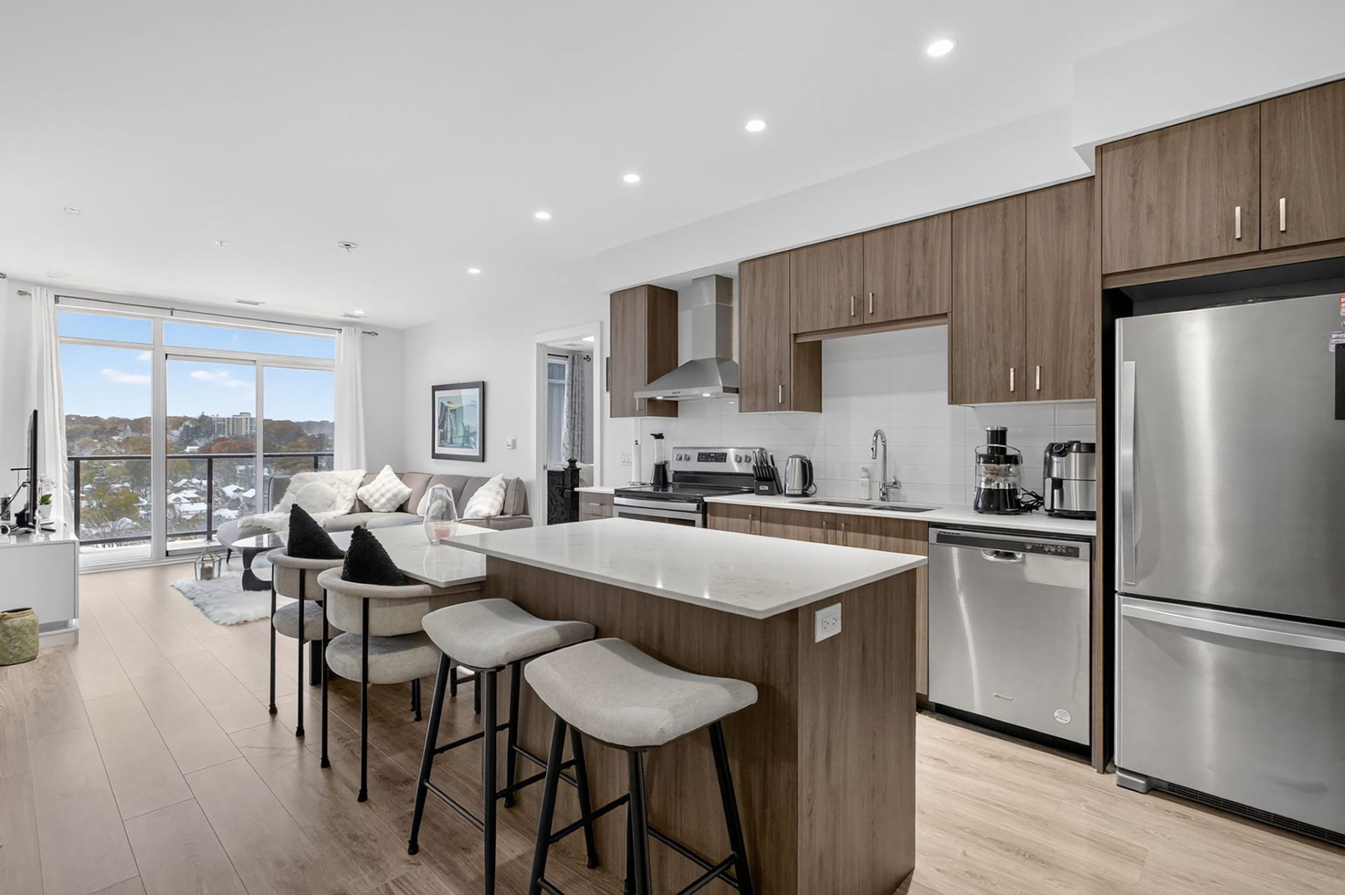 Open concept kitchen with panoramic views