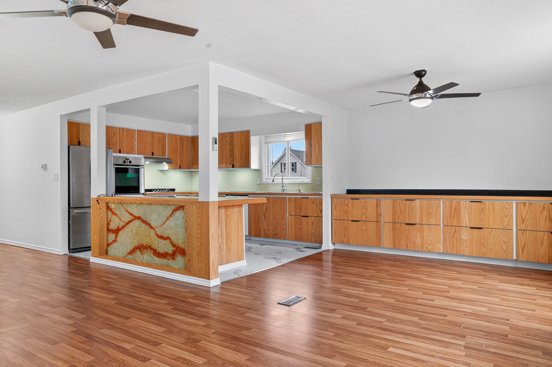 Open concept kitchen and living area